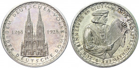 Germany - Weimar Republic Silver Medal "680th Anniversary of the Cologne Cathedral's Foundation" 1928
Weiler 3835 (377); Silver 24.55 g., 36 mm; by T...