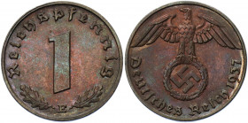 Germany - Third Reich 1 Reichspfennig 1937 E
KM# 89; AKS# 58; J. 361; Bronze 2.02 g.; Mint: Muldenhütten; UNC Toned