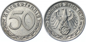 Germany - Third Reich 50 Reichspfennig 1939 A
KM# 95; AKS# 42; J. 365; Nickel 3.51 g.; Mint: Berlin; UNC Luster