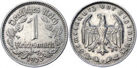 Germany - Third Reich 1 Reichsmark 1933 F
KM# 78; AKS# 36; J. 354; Nickel 4.82 g.; Mint: Stuttgart; UNC