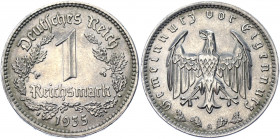 Germany - Third Reich 1 Reichsmark 1935 A
KM# 78; AKS# 36; J. 354; Nickel 4.78 g.; Mint: Berlin; AUNC