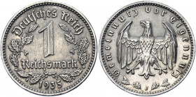 Germany - Third Reich 1 Reichsmark 1935 J Rare
KM# 78; AKS# 36; J. 354; Nickel 4.78 g.; Mint: Hamburg; AUNC