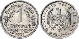 Germany - Third Reich 1 Reichsmark 1937 A
KM# 78; AKS# 36; J. 354; Nickel 4.73 g.; Mint: Berlin; UNC