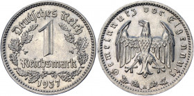 Germany - Third Reich 1 Reichsmark 1937 D
KM# 78; AKS# 36; J. 354; Nickel 4.84 g.; Mint: Munich; UNC