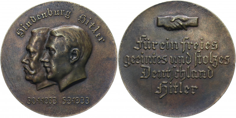 Germany - Third Reich Bronze Medal "Hitler and Hindenburg" 1933
Bronze 15.45 g....