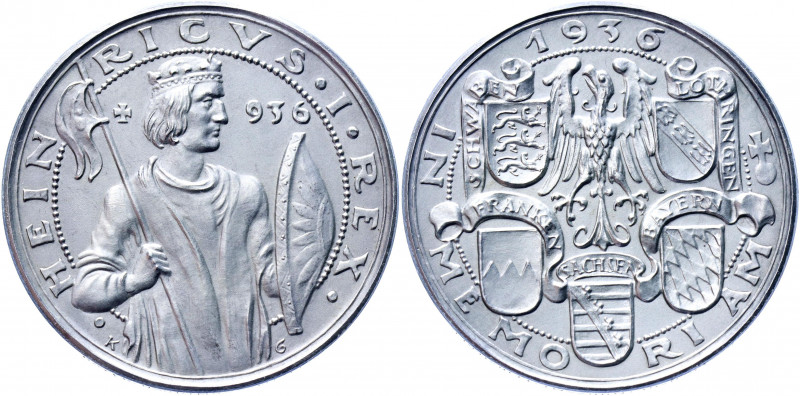 Germany - Third Reich Silver Medal "Millennium of the Death of Heinrich I the Fo...