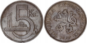 Czechoslovakia 5 Korun 1927
KM# 10; Copper-nickel; XF-