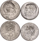 Czechoslovakia 25 & 50 Korun 1969 - 1972
KM# 66, 77; Silver; Various Motives; UNC