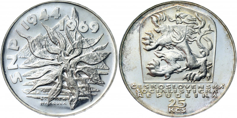 Czechoslovakia 25 Korun 1969
KM# 67; Silver 10.00g.; 25th Anniversary - 1944 Sl...