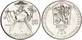Czechoslovakia 500 Korun 1988
KM# 134; Silver; 100 Years - Matica Slovenská Institute; UNC