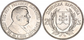 Slovakia 20 Korun 1939
KM# 3; Silver; Jozef Tiso; UNC
