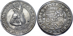 Austria Tirol 1 Guldentaler 1572
MT# 205; Silver 24.65 g.; Ferdinand II Archduke; Mint: Mülhau; XF-AUNC