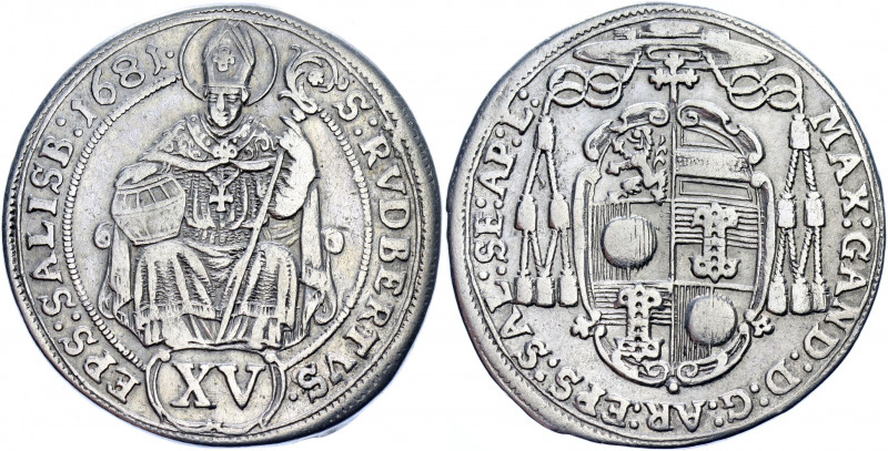 Austria Salzburg 15 Kreuzer 1681
KM# 230; Silver 6.22g.; Maximilian Gandolph; X...