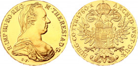 Austria 1 Taler 1780 X Gold Plated
KM# T1; Gilded silver. UNC