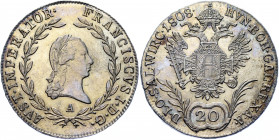 Austria 20 Kreuzer 1808 A
KM# 2141; Silver 6.68g.; Ferdinand I; UNC