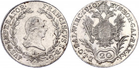 Austria 20 Kreuzer 1810 A
KM# 2141; Silver; Franz I; UNC