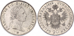 Austria 20 Kreuzer 1832 M
KM# 2147; Silver; Franz I. Mailand Mint. AUNC+, mint luster. Rare coin in rare condition.