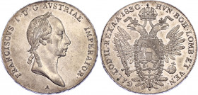 Austria 1 Taler 1830 A
KM# 2163; Silver; Franz I; AUNC+, mint luster.