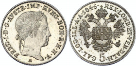 Austria 5 Kreuzer 1846 A
KM# 2196; Silver; Ferdinand I; UNC with mint luster