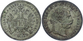Austria 10 Kreuzer 1870
KM# 2206; Silver; Franz Joseph I; UNC