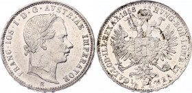 Austria 1/4 Florin 1858 E
KM# 2213; Silver, Franz Joseph I; Dark patina.