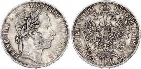 Austria 1 Florin 1871 A
KM# 2221; Silver; Franz Joseph I; VF+