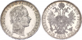 Austria 1 Vereinsthaler 1858 A
KM# 2244; Silver; Franz Joseph I, Wien Mint. UNC, mint luster.