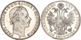 Austria 1 Vereinsthaler 1864 B
KM# 2244; Silver; Franz Joseph I. Kremnitz mint. AUNC, lustrous.
