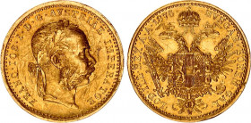 Austria 1 Ducat 1876
KM# 2267; Gold (.986) 3.42 g., 20 mm.; Franz Joseph I; XF