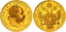 Austria 1 Ducat 1891
KM# 2267; Gold (.986) 3.49 g., 20 mm.; Franz Joseph I; XF