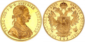 Austria 4 Ducat 1915 Restrike
KM# 2276; Gold (.986) 13.96 g., 40 mm.; Franz Joseph I.