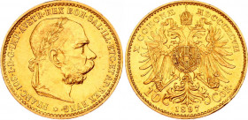 Austria 10 Corona 1897
KM# 2805; Gold (.900) 3.34 g.; Franz Joseph I; AUNC-UNC.