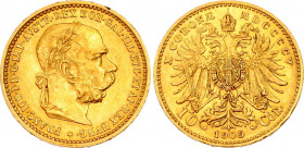 Austria 10 Corona 1905
KM# 2805; Gold (.900) 3.38 g., 19 mm.; Franz Joseph I; XF/AUNC