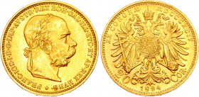 Austria 20 Corona 1894
KM# 2806; Gold (.900) 6.78 g., 21 mm.; Franz Joseph I; AUNC