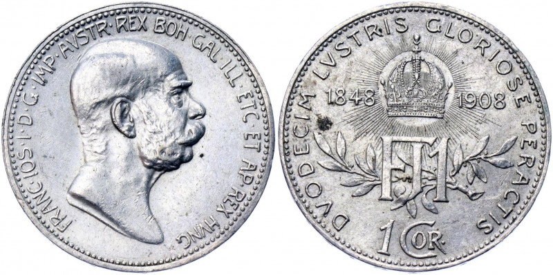 Austria 1 Corona 1908
KM# 2808; Silver 5.00 g.; Franz Joseph I; 60th Anniversar...