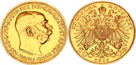Austria 20 Corona 1915 Restrike
KM# 2818; Gold (.900) 6.77 g., 21 mm.; Franz Joseph I; AUNC/UNC with mint luster