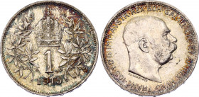 Austria 1 Corona 1915
KM# 2820; Silver; UNC, nice patina.