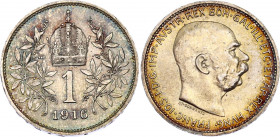 Austria 1 Corona 1916
KM# 2820; Silver; UNC, nice patina.