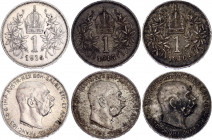 Austria 3 x 1 Corona 1914 - 1916
KM# 2820; Silver; Franz Joseph I