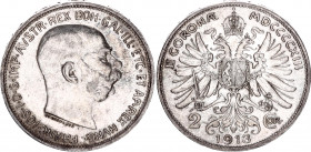 Austria 2 Corona 1913
KM# 2821; Silver; Franz Joseph I; UNC, dark toning. Very beautiful coin!