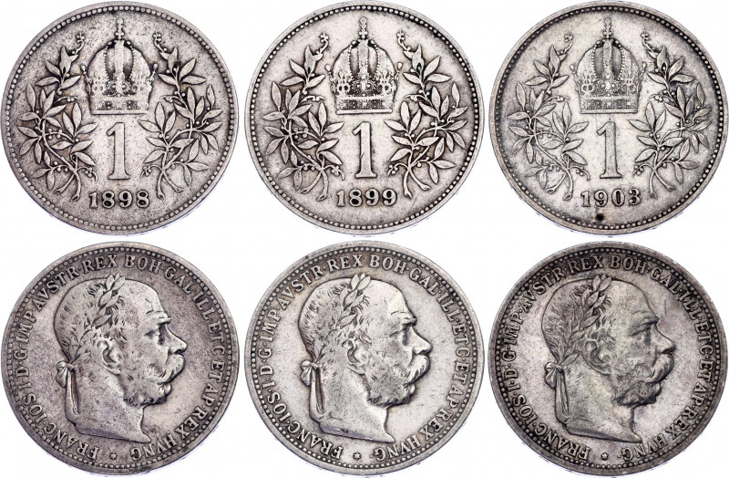 Austria 3 x 1 Corona 1898 - 1903
KM# 2804; Silver; Franz Joseph I