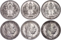 Austria 3 x 1 Corona 1898 - 1903
KM# 2804; Silver; Franz Joseph I