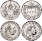 Austria - Hungary 1 Corona & 1 Korona 1894 - 1915 KB
KM# 492, 2804; Silver; Franz Joseph I; UNC
