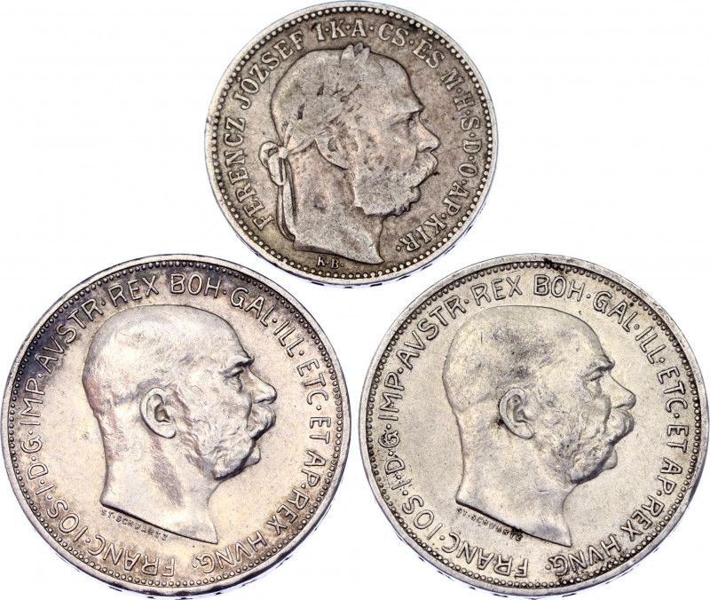 Austria - Hungary Lot of 3 Silver Coins 1895 - 1912
Silver; 1 Korona 1895 & 2 x...