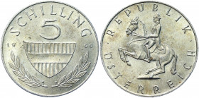 Austria 5 Schillings 1960
KM# 2889, Schön# 78; Silver 5.20g; UNC