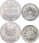 Austria 25 & 100 Schilling 1968 - 1979
KM# 2903, 2942; Silver; Various Motives; UNC