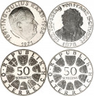 Austria 2 x 50 Schilling 1971 - 1978
KM# 2911, 2937; Silver, Proof; Various Motives