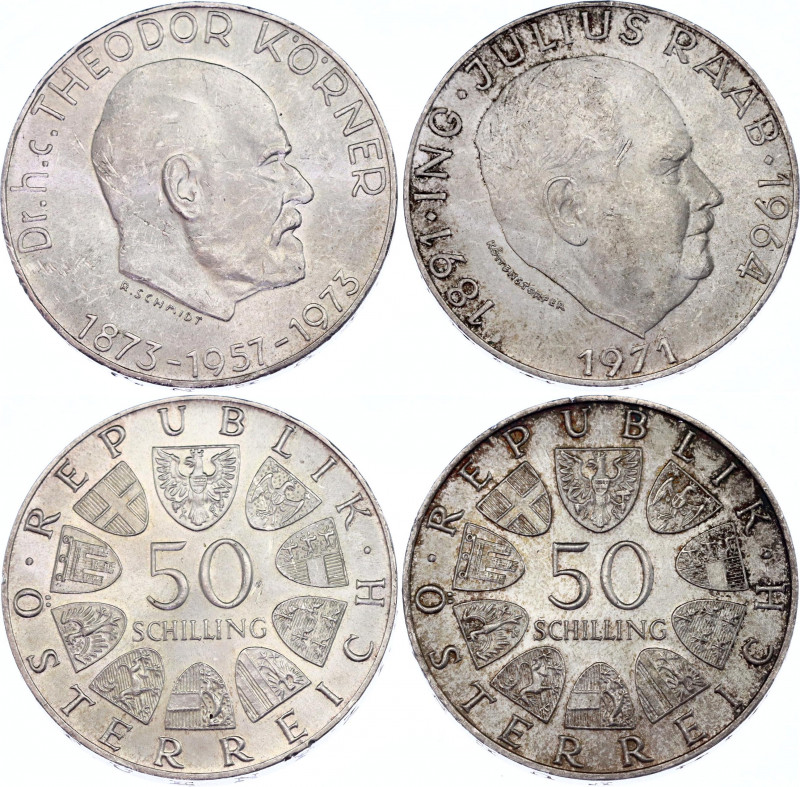 Austria 3 x 50 Schilling 1971 - 1971
KM# 2911, 2917; Silver; Various Motives; A...