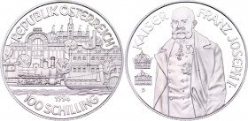 Austria 100 Schilling 1994
KM# 3019; Silver, Proof; Kaiser Franz Joseph I; With original box & certificate