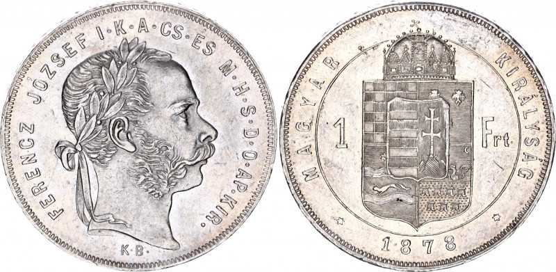 Hungary 1 Forint 1878 KB
KM# 453; Franz Joseph I; Silver, AU-UNC.